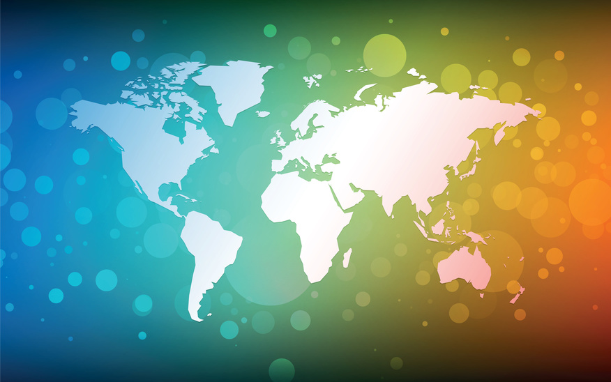 World map abstract bokeh background