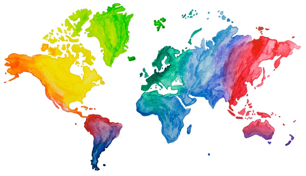 Welt Atlas Aquarell Farben